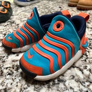 Nike Kids Blue and Orange Slip-On Shoes